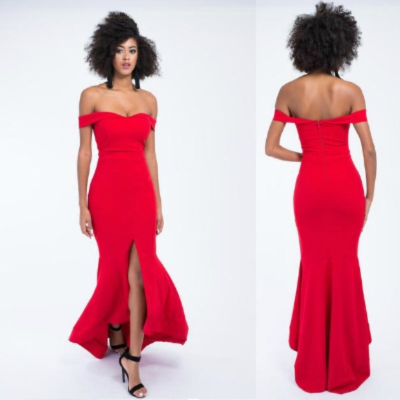 ❌SOLD OUT❌ Off The Shoulder Mermaid Long Dress - Picture 3 of 3